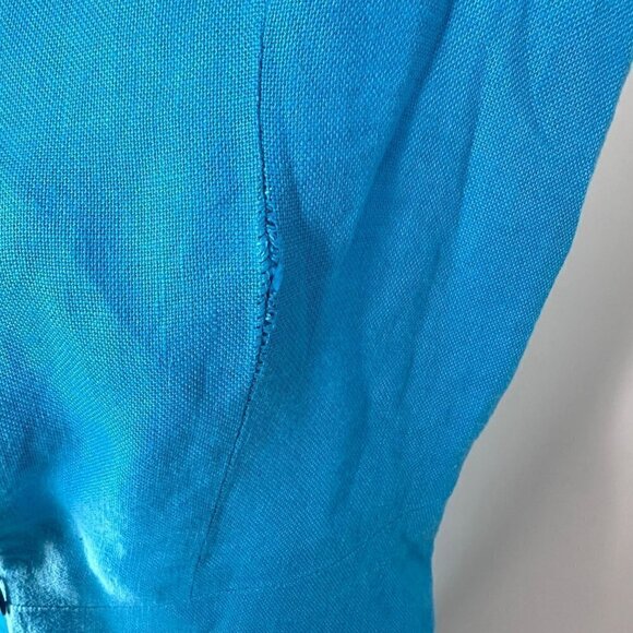 Talbots Petites Sleeveless V-Neck Zipper Back Irish Linen Blue Size 2 - Picture 9 of 14